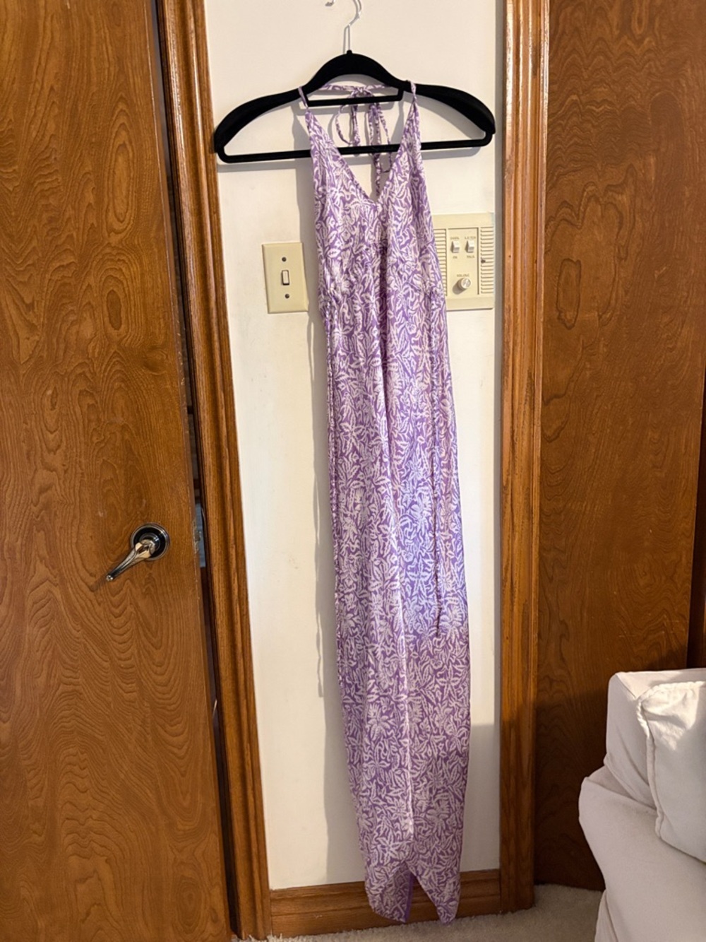 Women's 100% Silk Lavender Patterned slip dress- Lightweight Summer Style